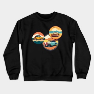 t-shirt design featuring a vintage car with a scenic landscape in the background, detailed illustration, and retro style2 Crewneck Sweatshirt